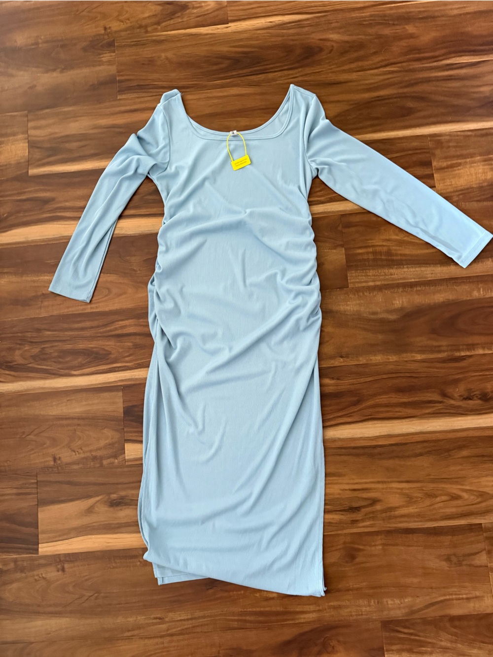 Light Blue Long Sleeve Bodycon Maternity Dress